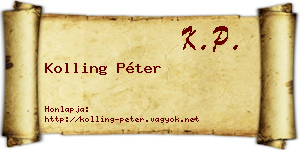Kolling Péter névjegykártya